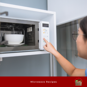 bowl in microwave with woman pushing buttons