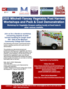 Cover photo for 2025 Mitchell-Yancey Vegetable Post Harvest Workshops and Pack & Cool Demonstration